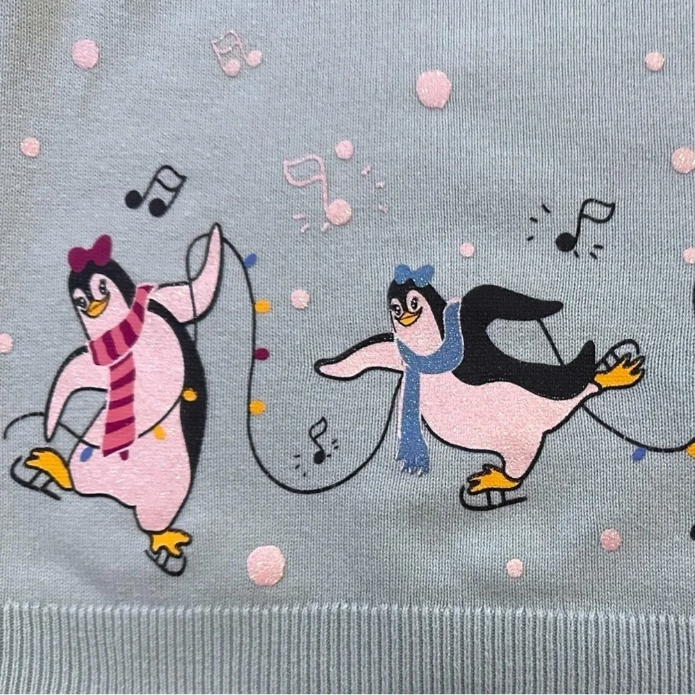 Vintage LC Waikiki Girls Penguin Blue Sweater - Size 3-4Y Fits like 2-3Y